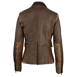 Pinko-Brown leather jacket-Brown
