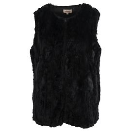 Parosh Black Rex Rabbit Fur Vest Black