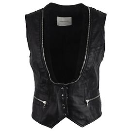 Pierre Balmain Leather Vest Black