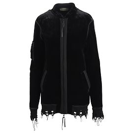 Autre Marque Diliborio Velvet Distressed Sweatshirt Black