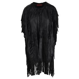 Autre Marque Diliborio Long Vest with Fringes Black