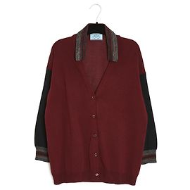 Prada BURGUNDERWOLL-CARDIGAN IN38 Bordeaux