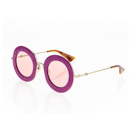 Gucci-Óculos de sol Gucci Maison-Dell'Amour-GG0113s-012 fúcsia-ouro-Fuschia