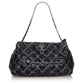 Chanel-Chanel Tweed On Stitch Tote Bag-Black