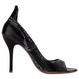 Autre Marque Escarpins à bout ouvert en cuir noir Premiata Noir