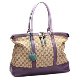 Gucci-Gucci GG Canvas Leather Trim Zip Tote-Other