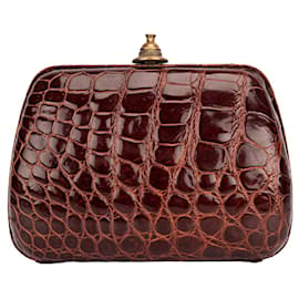 Gianfranco Ferré-Gianfranco Ferré brown crocodile clutch bag-Other