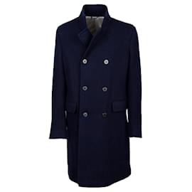 Autre Marque-Double Breasted Knitted Coat-Blue