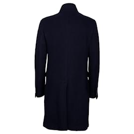 Autre Marque-manteau tricoté à poitrine doublée-Bleu