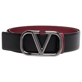 Valentino Cinto com fivela com placa de logotipo Preto