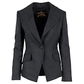 Vivienne Westwood-Anglomania Single-Breasted Cotton Blazer-Grey