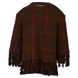 Sacai-Sacai Plaid Poncho-Brown
