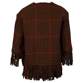 Sacai-Sacai Plaid Poncho-Brown