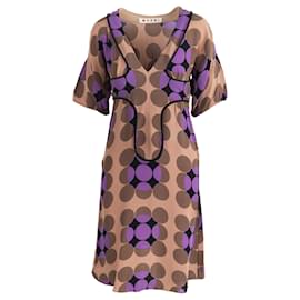 Marni-Marni Kleid mit geometrischem Muster-Braun,Lila