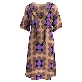Marni-Marni Geometric Pattern Dress-Brown,Purple