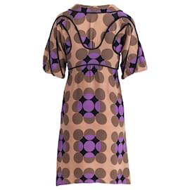 Marni-Marni Kleid mit geometrischem Muster-Braun,Lila