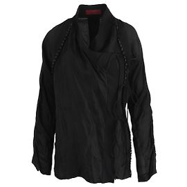 Autre Marque Diliborio Overshirt aus schwarzer Seide Schwarz