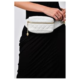 Chanel-White Quilted Belt Bag-White