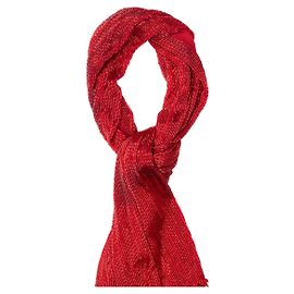 Autre Marque Foulard Collection Privée in seta rosso con frange e cristalli Rosso