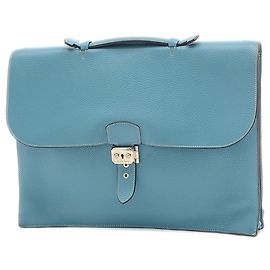 Hermès Sac à dépêches Briefcase Blue