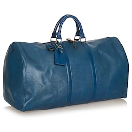 Louis Vuitton-Louis Vuitton Epi Keepall 55 Blue-Blue