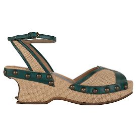 Marni Stroh Sandalen Schuhe Grün