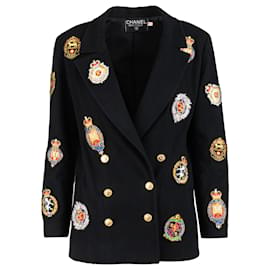Chanel-lined breasted jacket-Black