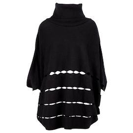 Gaetano Navarra Rollkragenponcho Schwarz