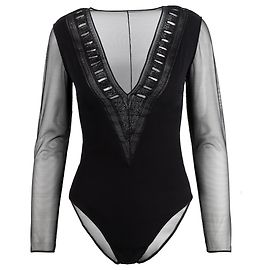 Gianfranco Ferré Body brodé semi-transparent Noir
