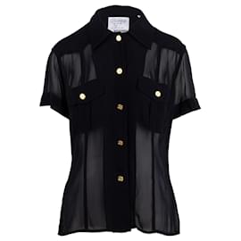 Moschino-Camisa semitransparente-Negro