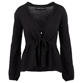 Autre Marque Schwarze Strickjacke mit Kordelzug Schwarz