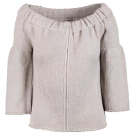Miu Miu-Beige Sweater With Zipper-Beige