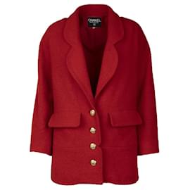 Chanel-Chanel Wool Rounded Lapel Jacket-Red