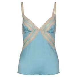 Dolce & Gabbana-Embroidered Top-Blue,Light brown