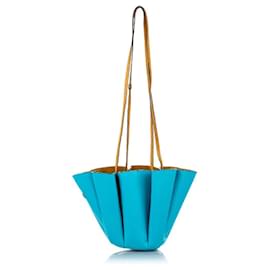 Lanvin-Lanvin Margeurite Bicolor Leather Bucket Bag Blue-Blue