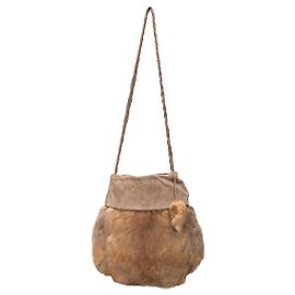 Autre Marque Bolsa de ombro Collection Privée em couro bege e pele de coelho Bege