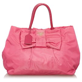 Prada-Prada Fiocco Bow Tessuto Tote Bag Pink-Pink