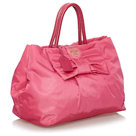 Prada-Prada Fiocco Bow Tessuto Tote Bag Pink-Pink