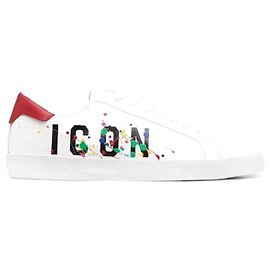 Dsquared2 Baskets Icon Paint/Splatter Blanc