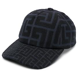 Balmain-Monogram Jacquard Baseball Cap-Blue