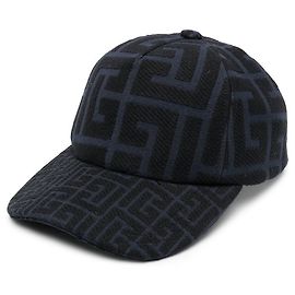 Balmain Berretto da baseball jacquard con monogramma Blu