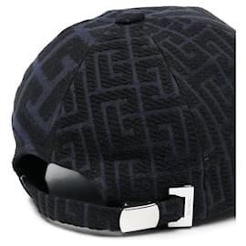 Balmain-Monogram Jacquard Baseball Cap-Blue