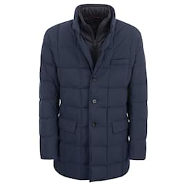 Tod's Long Double Fronted Down Jacket Blue