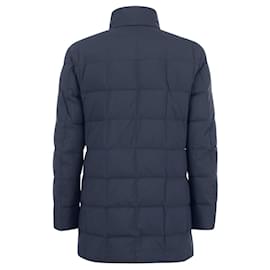 Tod's-Long Double Fronted Down Jacket-Blue