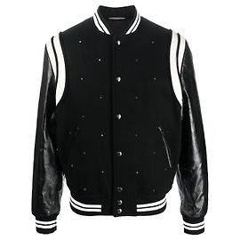 Valentino Rockstud Panelled Bomber Jacket Black