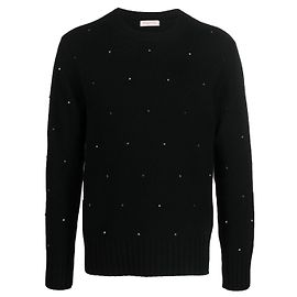 Valentino Schwarzer Rockstud Spike-Wollpullover Schwarz