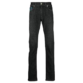 Versace-La Greca Straight-Leg Jeans-Black