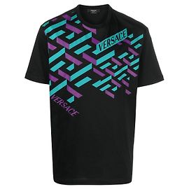 Versace La Greca Print T-shirt Black