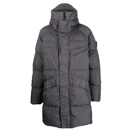 Stone Island Compass-Motif Down Jacket Grey