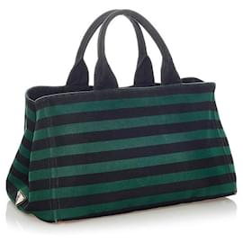 Prada-Striped Canapa Handbag-Other